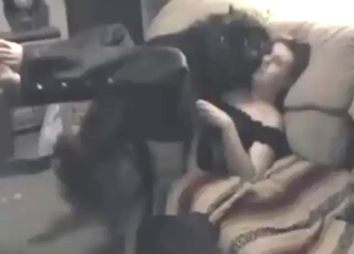 MILF with a thicc body wants dog's cock too