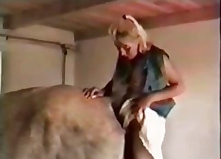 Zoophile with strapon penetrated a horse butthole