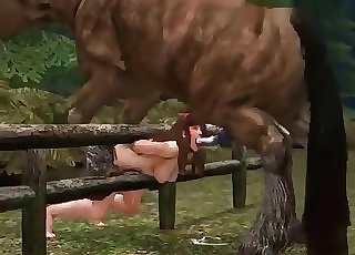 Mouth banged by force by a hardcore 3D horse