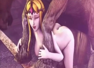 Blond-haired 3D princess fucked by a pony