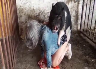Bestiality porn shows round-assed girl fucking dog
