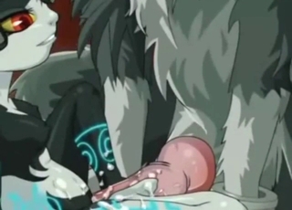 Hentai fucking with a wolf splashing semen