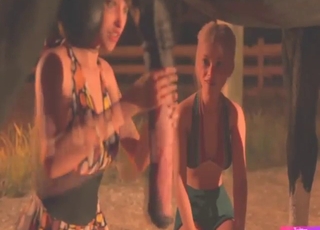 Horse fun with girls who play with a nice dick